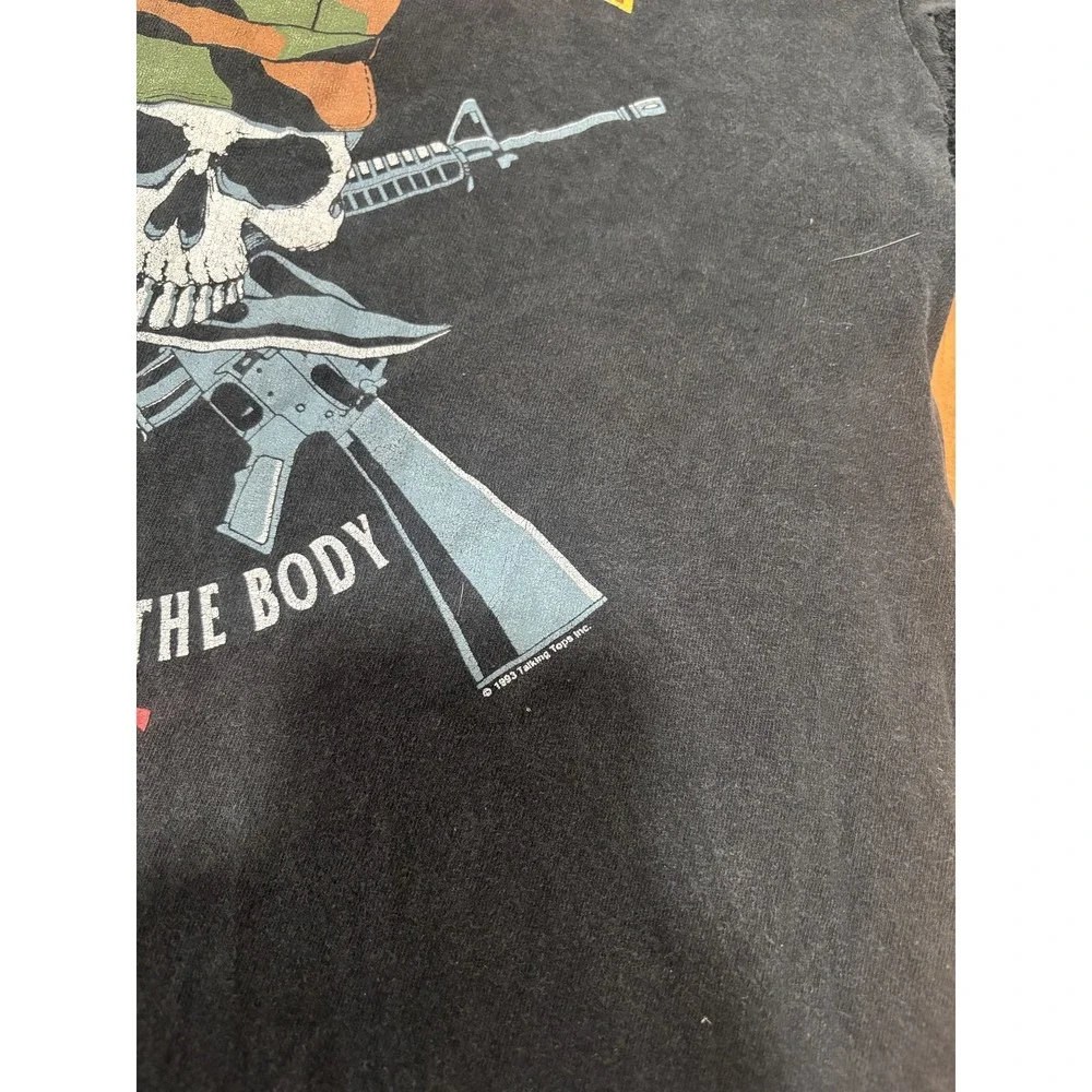 Vintage 1993 USMC Pain Is Fear Leaving The Body Skull M16 T-Shirt Black Men's M